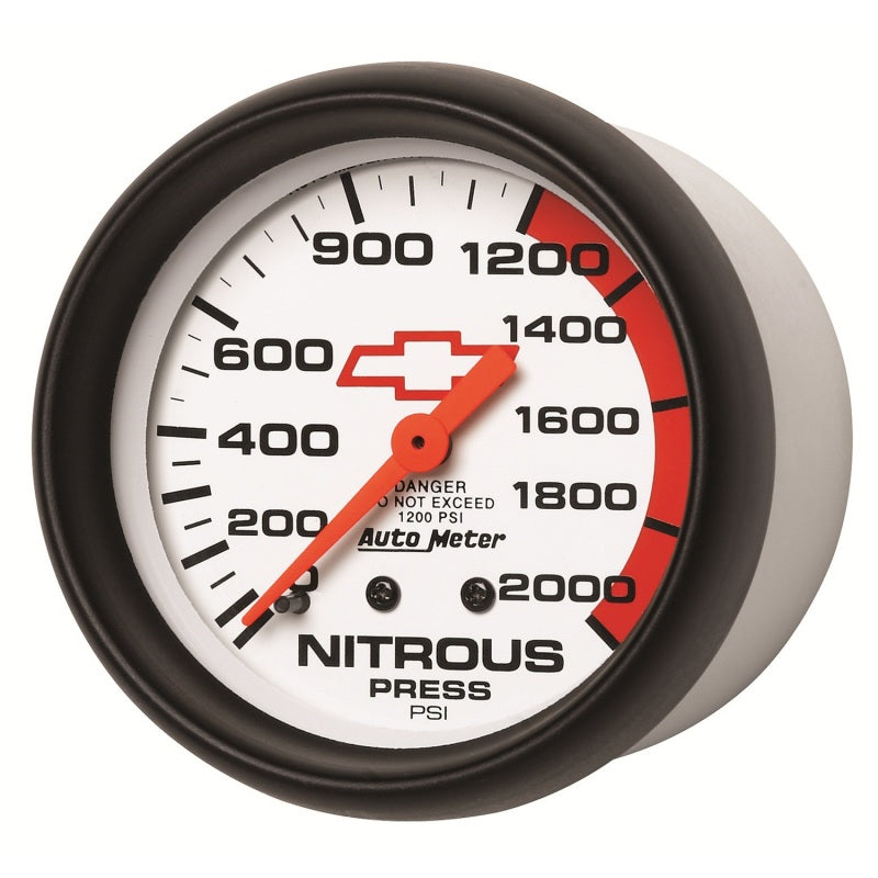 AutoMeter Gauge Nitrous Pressure 2-5/8in. 2000PSI Mechanical Chevy Red Bowtie White 5828-00406 5828-00406 User 2