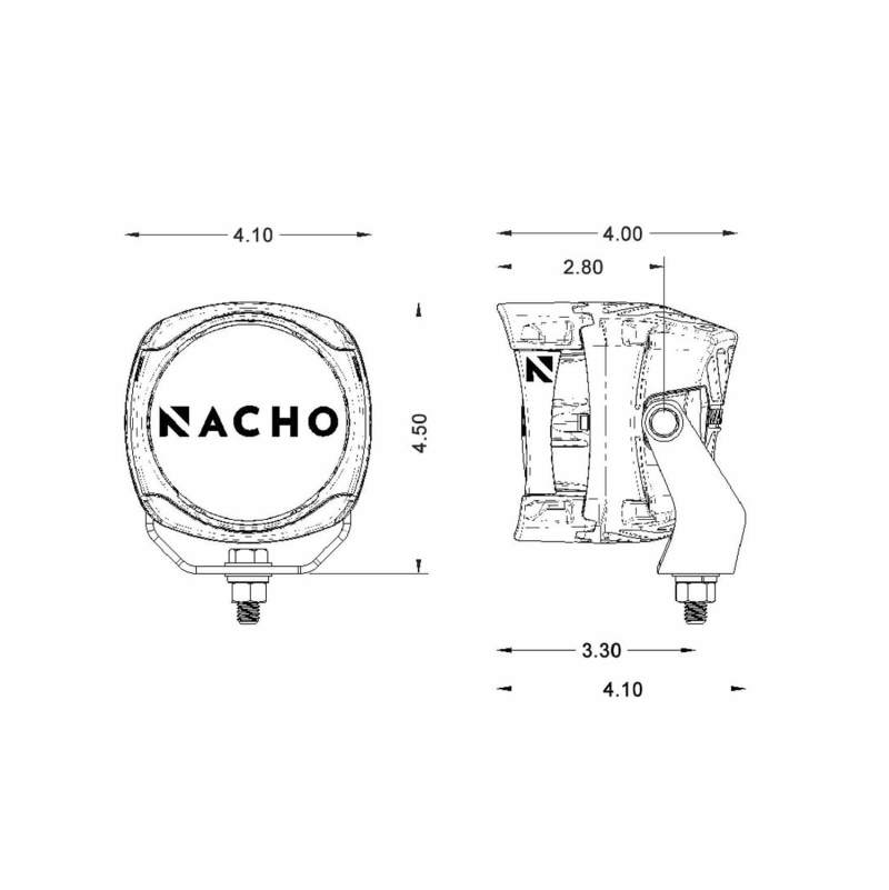 ARB NACHO Quatro Combo 4in. Offroad LED Light - Pair PM411 PM411 Technical Drawing