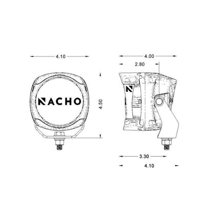 ARB NACHO Quatro Combo 4in. Offroad LED Light - Pair PM411 PM411 Technical Drawing