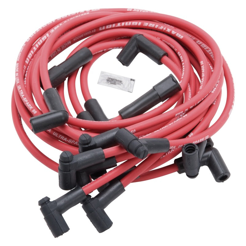 Edelbrock SPARK PLUG WIRE SET SBC 78-86 V8 HEI 50 ohm RESISTANCE RED WIRE 22713 Photo - Primary