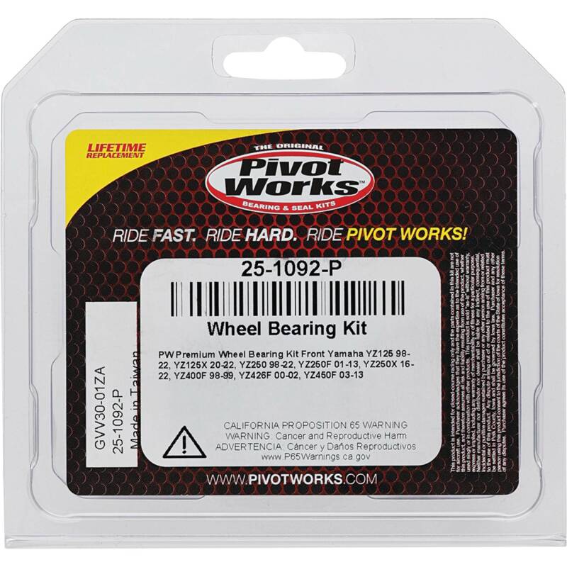 Pivot Works Yamaha Wheel Bearing Kit Premium Bearings 25-1092-P 25-1092-P Photo - Primary