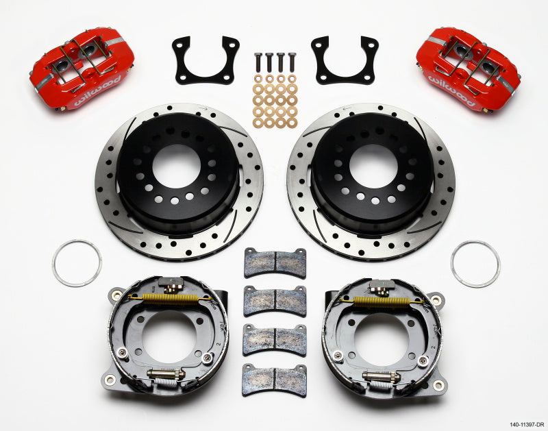 Wilwood Dynapro Low-Profile 11.00in P-Brake Kit Drill-Red 58-64 Olds/Pontiac Ends 2.81in Offset 140-11397-DR 140-11397-DR Photo - Primary