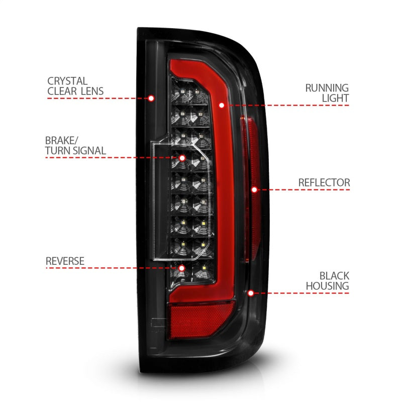 ANZO 15-21 GMC Canyon Full LED Taillights w/ Red Lightbar Black Housing/Clear Lens 311434 311434 Photo - Unmounted