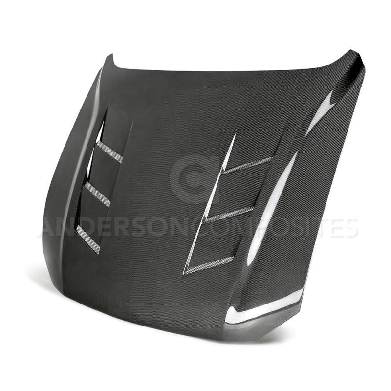 Anderson Composites 2018 Ford Mustang GT Type-SA Style Heat Extractor Double Sided Carbon Fiber Hood AC-HD18FDMU-SA-DS AC-HD18FDMU-SA-DS Photo - Primary