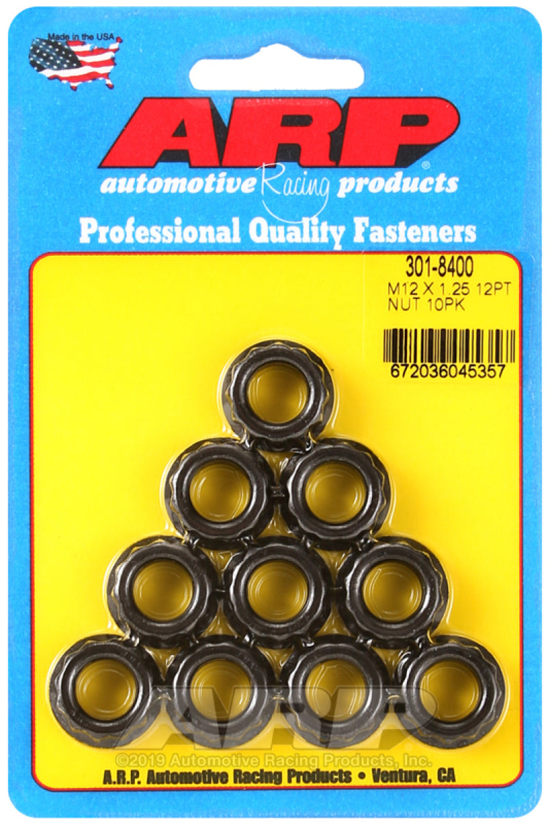 ARP M12 X 1.25 (5/8 wr) 12pt 10pc Nut Kit 301-8400 Photo - Primary