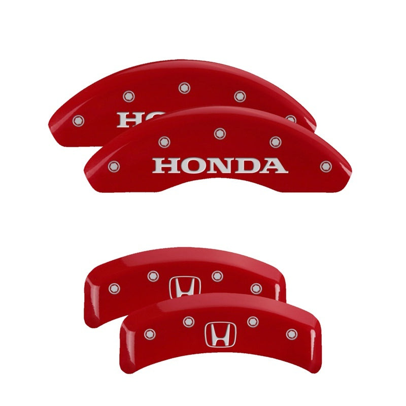 MGP 4 Caliper Covers Engraved Front Honda Engraved Rear H Logo Red finish silver ch 20130SHOHRD 20130SHOHRD Photo - Primary