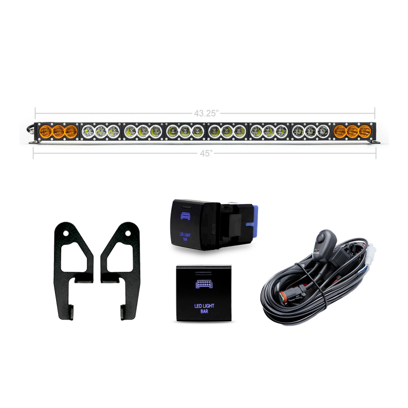 Cali Raised LED Cali Raised 2024+ Toyota Tacoma Premium Roof Rack Front Light Bar Kit - 43 In Dual Function CR4109 CR4109 Photo - Primary