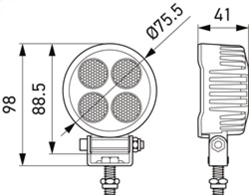Hella ValueFit LED Work Light TR1700 LED MV CR LT 357111002 357111002 Technical Drawing