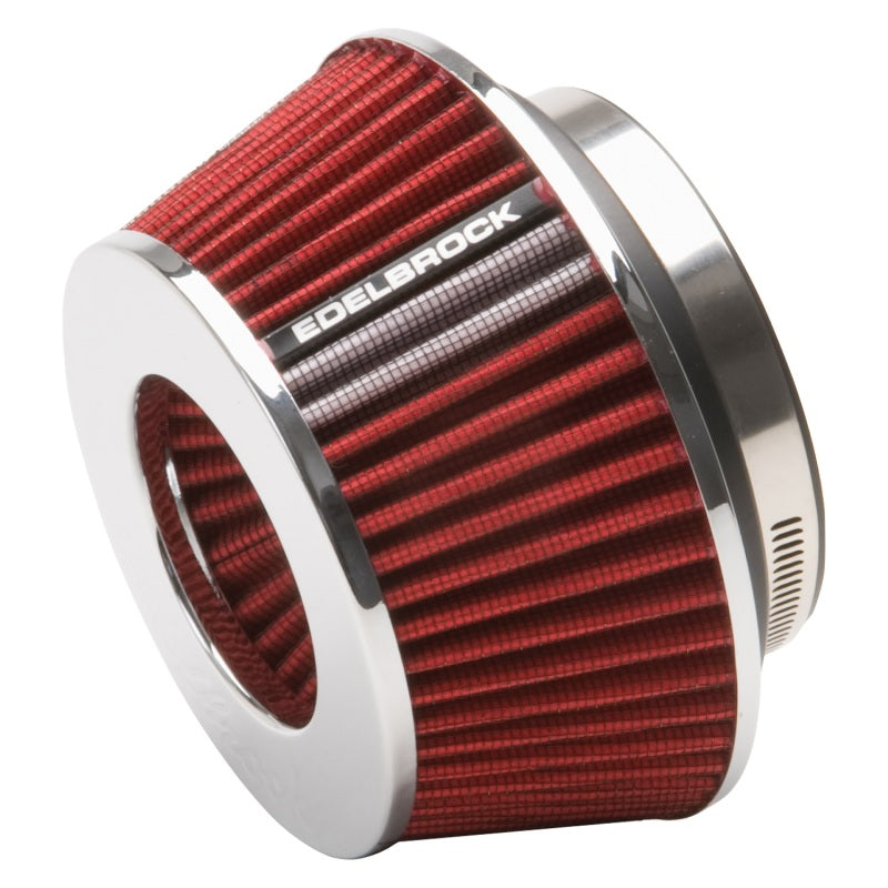 Edelbrock Air Filter, Pro-Flo Series, Conical, 3.7" Tall, Red/Chrome 43611 Photo - Primary