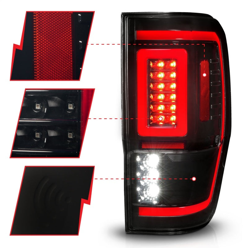 ANZO 19-22 Ford Ranger Full LED Taillights w/ Lightbar Sequential Signal Black Housing/Smoke Lens 311447 311447 Photo - Unmounted