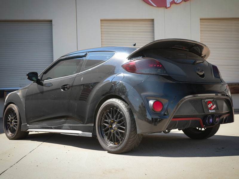 aFe Takeda 2-1/2in to 3in SS-304 Cat-Back Exhaust w/ Blue Flame Tips 13-17 Hyundai Veloster L4-1.6L 49-37018-L 49-37018-L Photo - Mounted