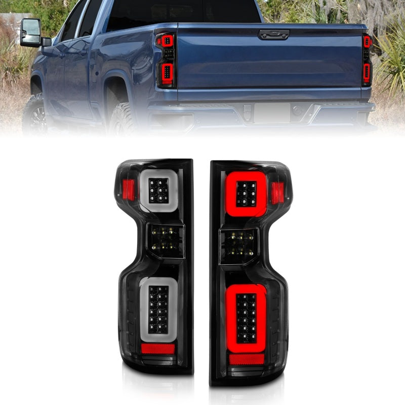 ANZO 19-21 Chevy Silverado Full LED Tailights Black Housing Clear Lens G2 (w/C Light Bars) 311414 311414 Photo - Primary