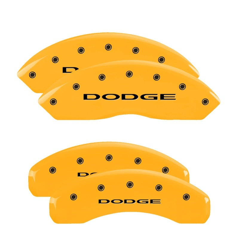 MGP 4 Caliper Covers Engraved Front & Rear With out stripes/Dodge Yellow finish black ch 12200SDD4YL 12200SDD4YL Photo - Primary