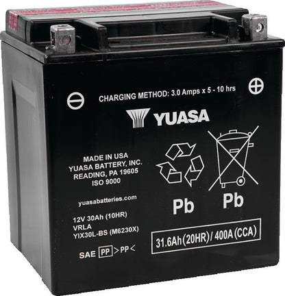 Yuasa Battery Yuasa YIX30L-BS-PW High Performance Maintenance Free AGM 12 Volt Battery (Bottle Supplied) YUAM6230XPW YUAM6230XPW Photo - Primary