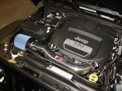Injen 12-18 Jeep Wrangler JK 3.6L V6 Polished Short Ram Intake w/ Open Filter PF5004P PF5004P Photo - Mounted