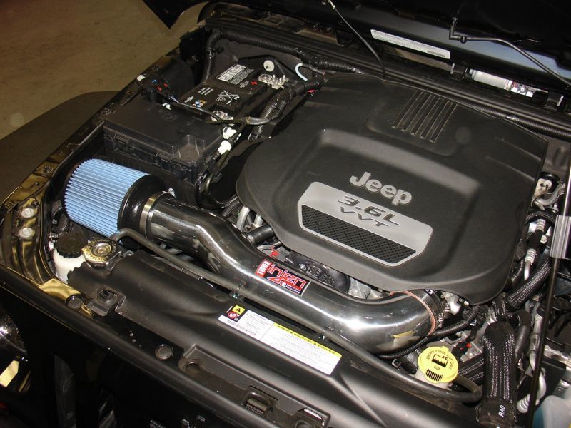 Injen 12-18 Jeep Wrangler JK 3.6L V6 Wrinkle Black Short Ram Intake w/ Open Filter PF5004WB PF5004WB Photo - Mounted