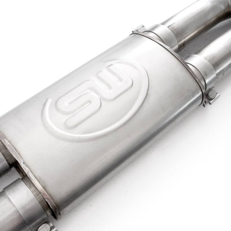 Stainless Works 2008-09 Pontiac G8 GT 3in Catback Systemt X-Pipe Turbo Chambered Muffler 3.5in Tips PG8CBFC PG8CBFC Photo - Close Up