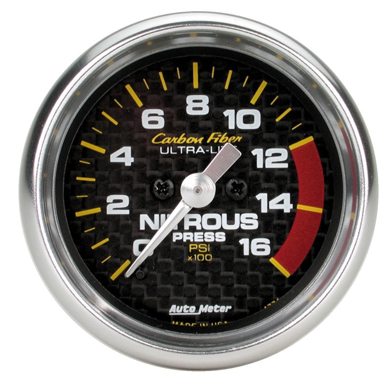 Autometer 2-1/16" Nitrous Pressure, 0-1600 Psi, Stepper Motor, Carbon Fiber 4774 Photo - Primary