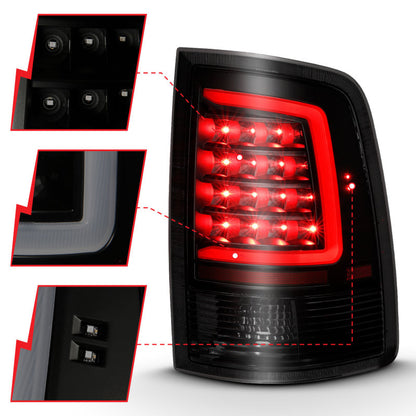 ANZO 2009-2018 Dodge Ram 1500 LED Taillight Plank Style Black w/Smoke Lens 311319 311319 Photo - Unmounted