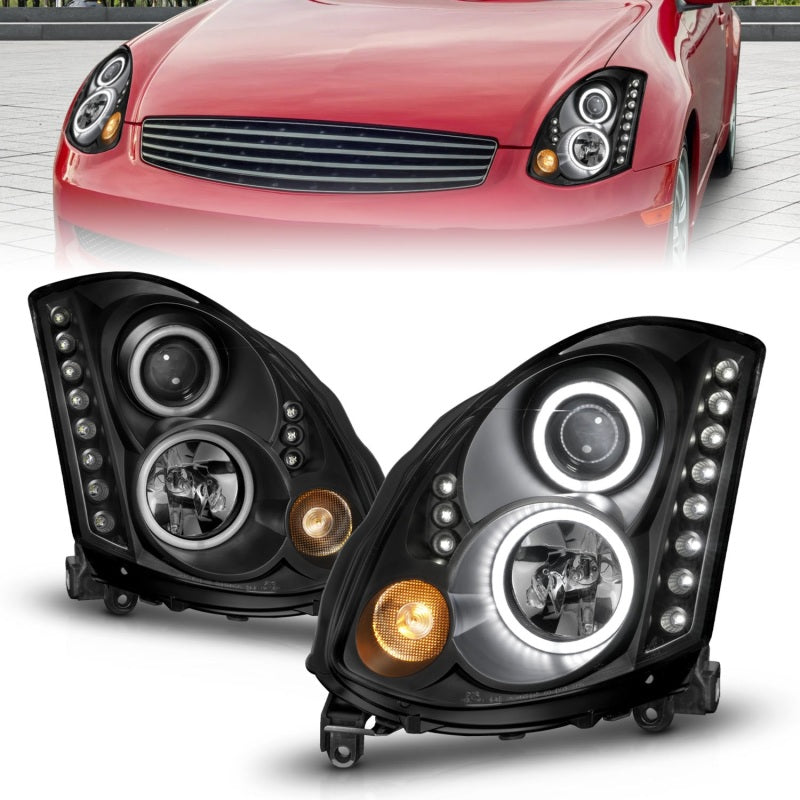 Anzo 2003-2007 Infiniti G35 Projector Headlights w/ Halo Black (CCFL) (HID 121363 Photo - Primary