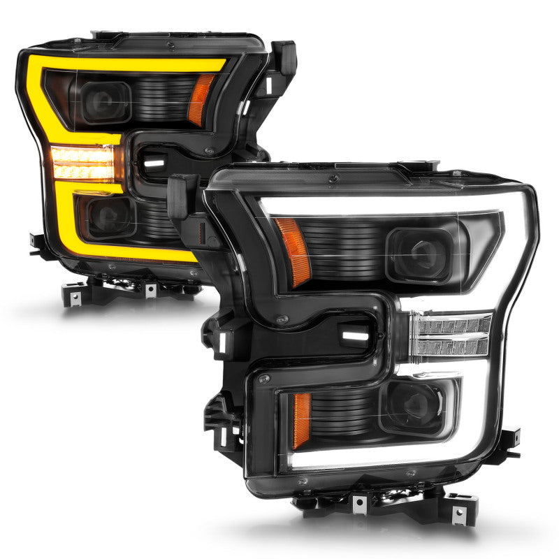 ANZO 15-17 Ford F-150 LED Projector Headlights - w/ Light Bar Switchback Black Housing 111547 111547 Photo - Unmounted