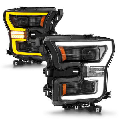 ANZO 15-17 Ford F-150 LED Projector Headlights - w/ Light Bar Switchback Black Housing 111547 111547 Photo - Unmounted