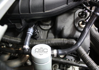 J&L 11-17 Ford Mustang V6 Passenger Side Oil Separator 3.0 - Clear Anodized 3014P-C 3014P-C Photo - Close Up