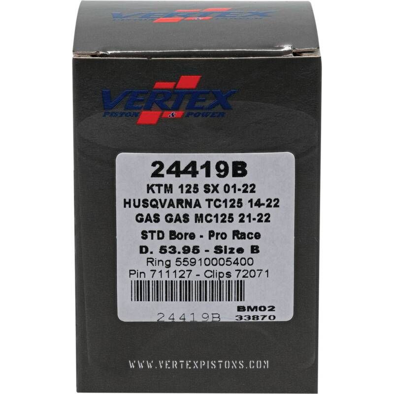 Vertex Pistons Vertex Piston 01-16 KTM 125 EXC 125cc Forged Pro Race Piston Kit 24419B 24419B Photo - Primary