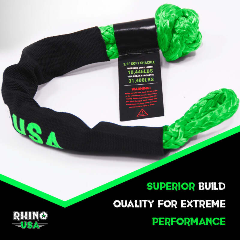 Rhino USA Synthetic Soft Shackle (2Pk 3/8InX22In) (Green) SFTSHACK38-GRN-2 SFTSHACK38-GRN-2 User 2