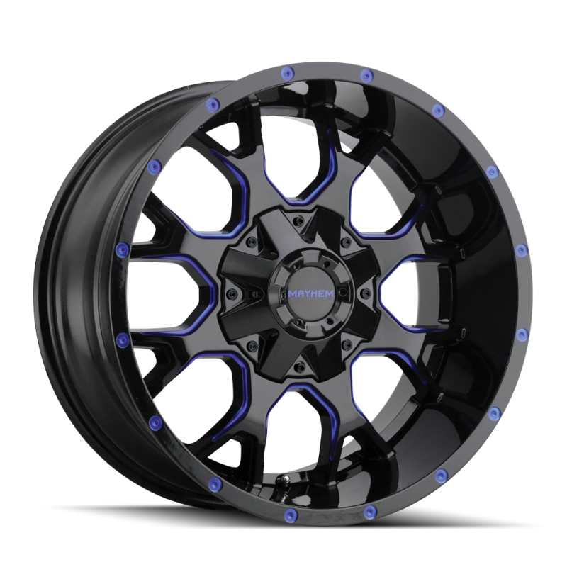 Mayhem 8015 Warrior 17x9 / 6x135 BP / -12mm Offset / 106mm Hub Black w/ Prism Blue Wheel 8015-7937BTB 8015-7937BTB Photo - Primary