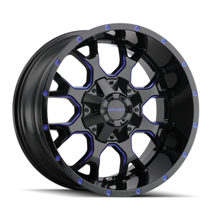 Mayhem 8015 Warrior 17x9 / 8x165.1 BP / -12mm Offset / 130.8mm Hub Black w/ Prism Blue Wheel 8015-7976BTB 8015-7976BTB Photo - Primary