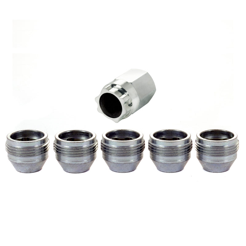 McGard Wheel Lock Nut Set - 5pk. (Under Hub Cap / Cone Seat) M14X.5 / 22mm Hex / .893in. L. - Silver 24519 24519 Photo - out of package