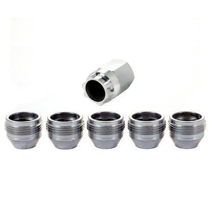 McGard Wheel Lock Nut Set - 5pk. (Under Hub Cap / Cone Seat) M14X.5 / 22mm Hex / .893in. L. - Silver 24519 24519 Photo - out of package
