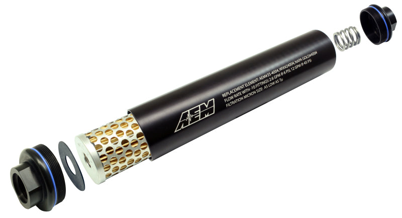 AEM Electronics Black Universal High Flow -10 AN Inline Fuel Filter 25-201BK Photo - out of package