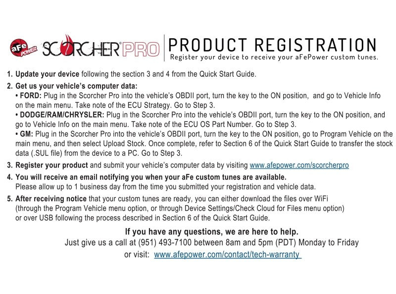 aFe 19-21 RAM 2500/3500 Cummins L6-6.7L (td) (Diesel) SCORCHER PRO Performance Programmer 77-32004 77-32004 Technical Bulletin