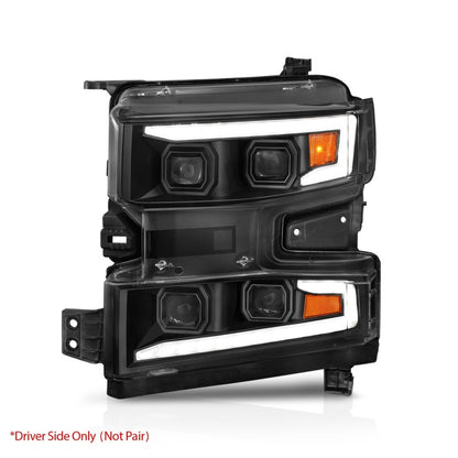 ANZO 19-22 Chevrolet Silverado 1500 LED Proj HL w/Lgt Bar SwBk Seq. Blk w/In. Light - Driver Side ON 111566-L 111566-L User 5
