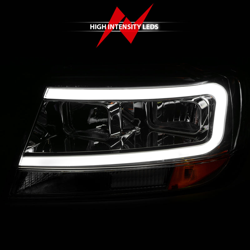 ANZO 1999-2004 Jeep Grand Cherokee Crystal Headlights w/ Light Bar Chrome Housing 111538 111538 Photo - Unmounted