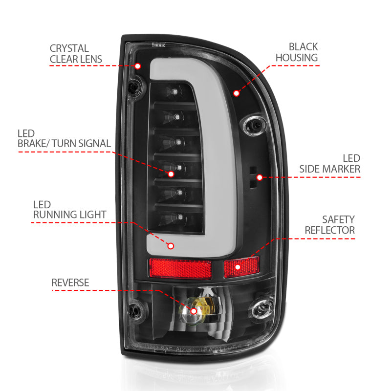 ANZO 95-00 Toyota Tacoma LED Taillights Black Housing Clear Lens (Pair) 311353 311353 User 3