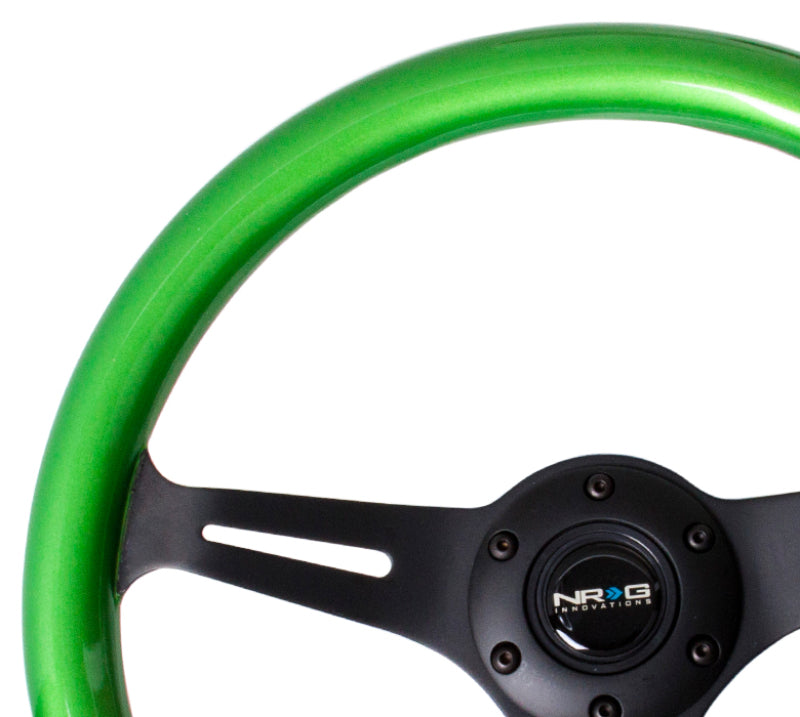 NRG ST-015 Black & Green Painted Wood Steering Wheel ST-015BK-GN Photo - Primary