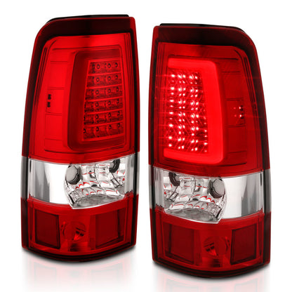 ANZO 2003-2006 Chevy Silverado 1500 LED Taillights Plank Style Chrome With Red/Clear Lens 311335 311335 Photo - Unmounted