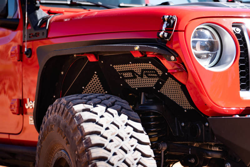 DV8 Offroad 2018+ Jeep Wrangler JL Front Inner Fenders - Black INFEND-03FB INFEND-03FB Photo - Mounted
