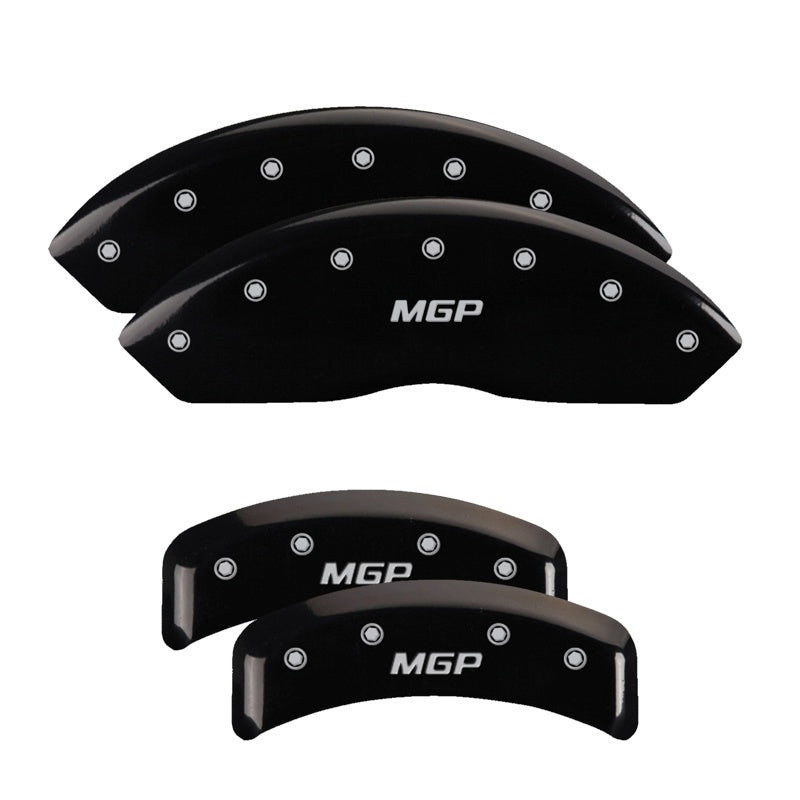 MGP 4 Caliper Covers Engraved Front & Rear MGP Black finish silver ch 54003SMGPBK 54003SMGPBK Photo - Primary