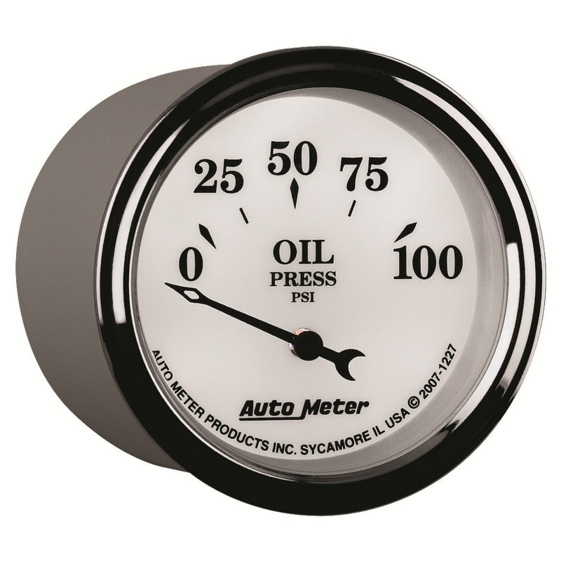 AutoMeter Gauge Oil Press 2-1/16in. 100PSI Elec Old Tyme White II 1227 1227 User 6
