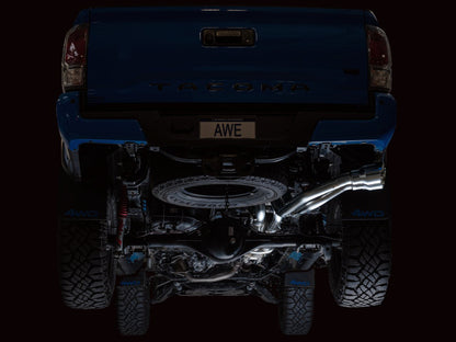AWE Tuning AWE 16-22 Toyota Tacoma 0FG Catback Exhaust w/ BashGuard - Dual Chrome Silver Tips 3015-32826 3015-32826 Photo - Mounted
