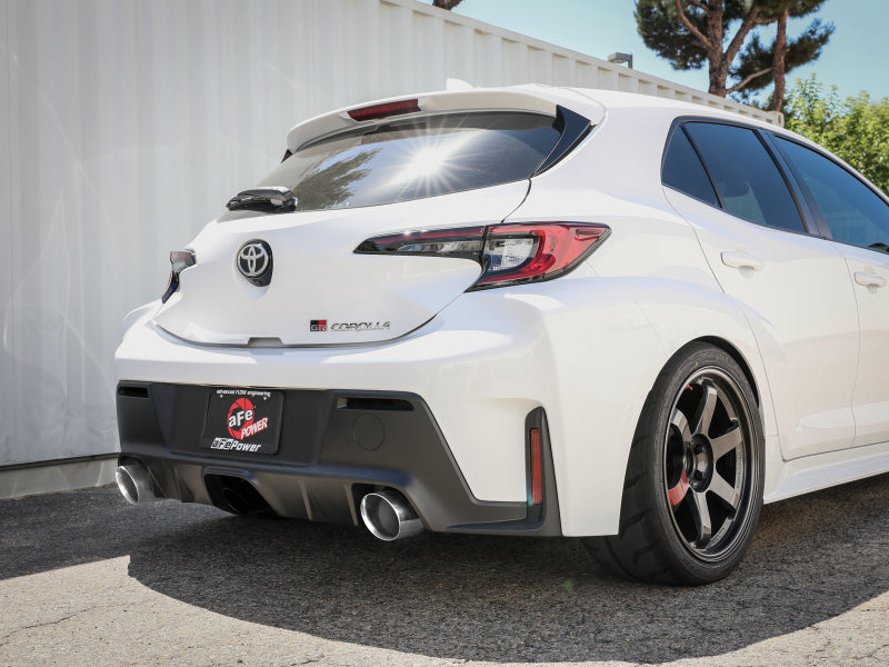 aFe 23-24 Toyota GR Corolla L3 1.6L (t) Gemini XV 3in to 2-1/2in Cat Back Exhaust w/ Polished Tips 49-36067-P 49-36067-P Photo - Mounted
