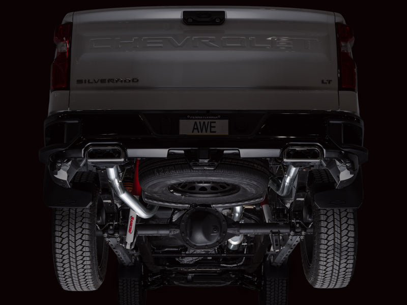 AWE Tuning AWE 4th Gen GM 1500 6.2L Catback Split Rear Exit (w/ Bumper Cutouts) - OE Tips 3015-31202 3015-31202 Photo - Mounted