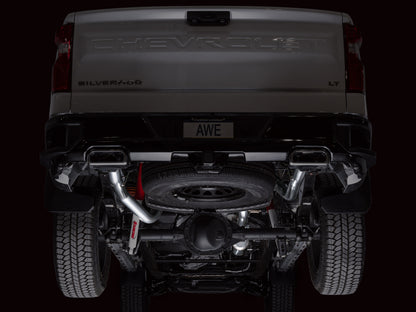 AWE Tuning AWE 4th Gen GM 1500 5.3L 0FG Catback Split Rear Exit (w/ Bumper Cutouts) - OE Tips 3015-31200 3015-31200 Photo - Mounted