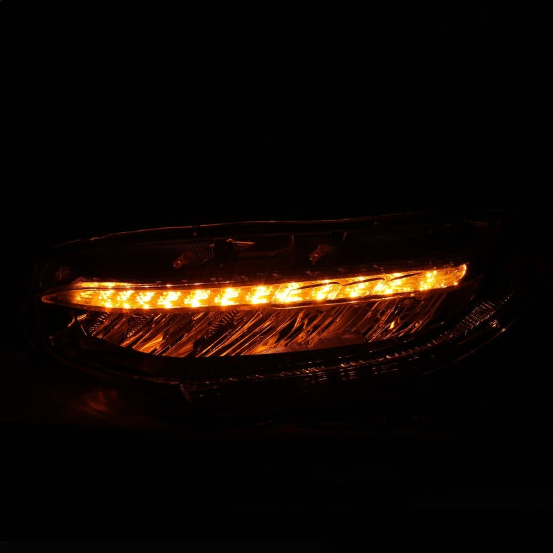 ANZO 16-17 Honda Civic Projector Headlights Plank Style Black w/Amber/Sequential Turn Signal 121527 121527 Photo - Mounted