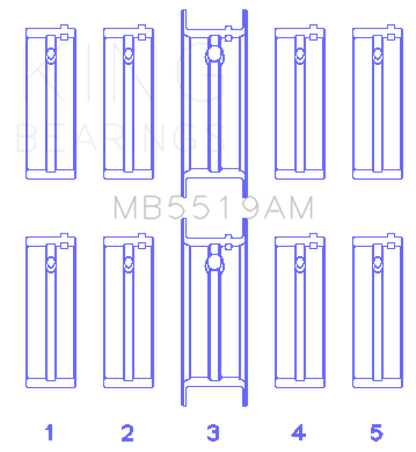 King Engine Bearings King Daewoo/Opel/Vauxhall (Size STD) Main Bearing Set MB5519AM MB5519AM Photo - Primary