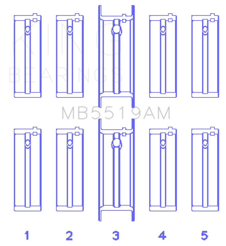 King Engine Bearings King Daewoo/Opel/Vauxhall (Size 0.5) Main Bearing Set MB5519AM0.5 MB5519AM0.5 Photo - Primary